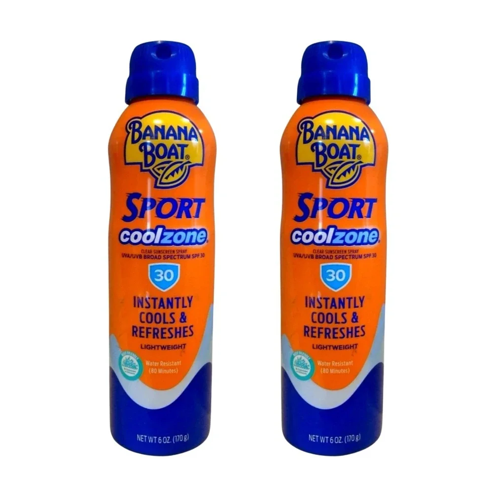 Banana Boat Sport Performance Coolzone SPF 30 Spray 6 oz Lot of 2‎ Exp 08/27